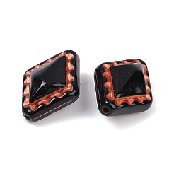不透明なアクリルビーズ  菱形  赤色のエンレース  ブラック  18.5x14x9mm  穴：1.6mm  約555個/500g&nbsp;OACR-P029-07A-01