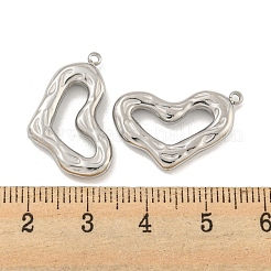 変色しない304ステンレススチールペンダント  ハートチャーム  ステンレス鋼色  23x15.5x3mm  穴：1.4mm&nbsp;STAS-P356-15P