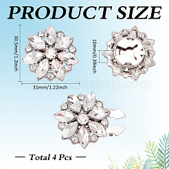4Pcs Alloy Rhinestone Cufflinks&nbsp;BUTT-PH0001-55P
