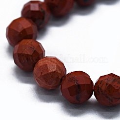 天然石レッドジャスパービーズ連売り  ファセット（64ファセット）  ラウンド  6mm  穴：0.8mm  約62~67個/連  15.16~15.55インチ（38.5~39.5cm）&nbsp;G-G927-37