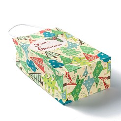 クリスマステーマクラフト紙ギフトバッグ  ハンドル付き  ショッピングバッグ  クリスマスツリー模様  13.5x8x22cm&nbsp;CARB-L009-A06