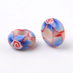 手作り樹脂粘土エナメルヨーロピアンビーズ  大穴ロンデルビーズ  ミックスカラー  14x7.5mm  穴：5.5mm&nbsp;FPDL-J002-M