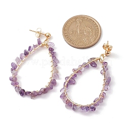 Teardrop Natural Gemstones Dangle Studs Earrings&nbsp;EJEW-JE05748