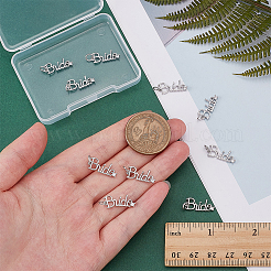 10個真鍮マイクロパヴェキュービックジルコニアペンダント  丸カン付き  ワード花嫁  プラチナ  18x7.5x2.5mm  丸カン：5x1ミリ  内径：3.5mm&nbsp;KK-PH0014-23P