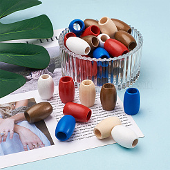 50Pcs 5 Colors Spray Painted Natural Wooden Beads&nbsp;WOOD-FW0001-06