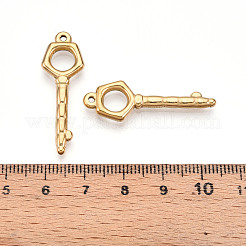 304ステンレスペンダント  イオンプレーティング（ip）  キーホルダーキー  18KGP本金メッキ  35x11.5x3mm  穴：1.6mm&nbsp;STAS-N109-23G