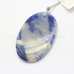 天然石ソーダライトペンダント  混合図形  30~66x18~52x3~14mm  穴：2mm&nbsp;G-G694-B-18