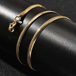 3mm Stainless Steel Flat Snake Chain Necklaces for Men Women&nbsp;NJEW-G160-03LG