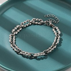 304ステンレススチール製オーバルリンクチェーンブレスレット（男性用・女性用）  ステンレス鋼色  7-3/4インチ（19.8cm）&nbsp;BJEW-D042-48P