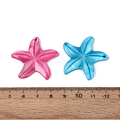 天然淡水貝の彫刻ペンダント  ヒトデのチャーム  染め  ミックスカラー  32.5~34x33~36x2.5~3.5mm  穴：1.2~1.5mm&nbsp;SHEL-N038-38