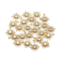 真鍮キュービックジルコニアチャーム  花  透明  18KGP本金メッキ  14.5x12.5x3mm  穴：1mm&nbsp;X-KK-T032-017G
