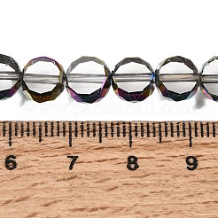 電気メッキ透明ガラスビーズ連売り  フラットラウンド  多面カット  カラフル  8x4mm  穴：1mm  約54個/連  15.75''（40センチメートル）&nbsp;GL-CBA98F0-06A-03