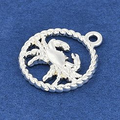 十二星座合金ペンダント  蟹座  22.5x19x2.5mm  穴：1.8mm&nbsp;PALLOY-Q006-01A-S
