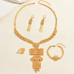 Vintage Alloy Rectangle Tassel Bracelets & Earrings & Necklaces & Rings Sets for Women&nbsp;GX1745