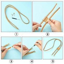2 Sets 2 Colors PU Imitation Leather Bag Drawstring Cord & Cord Slider DIY Kits&nbsp;DIY-WR0002-08