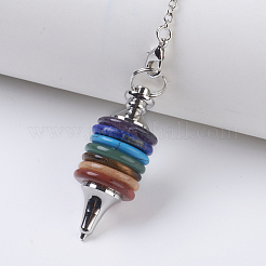 Chakra Natural/Synthetic Mixed Stone Coil Dowsing Pendulums&nbsp;G-E436-01