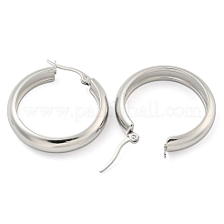 変色しにくい202ステンレススチールフープピアス  女性用304ステンレスピン付き  ステンレス鋼色  30.5x6mm&nbsp;X-EJEW-H003-38P-04