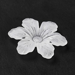 透明なアクリルビーズキャップ  6花びら  艶消し  花  ホワイト  27x24x5mm  穴：1.6mm  約666個/500g&nbsp;MACR-J122-04