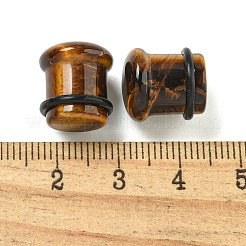 Natural Tiger Eye Ear Gauges Flesh Tunnels Plugs&nbsp;X-EJEW-P293-03A