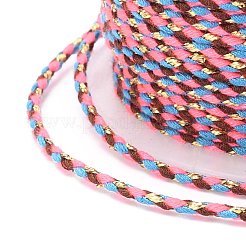 メタリック糸を使用した4本撚りポリコットンコード  手作りマクラメ綿ロープ  ひも壁掛け用植物ハンガー  パープル  1.5mm  約21.8ヤード（20m）/ロール&nbsp;OCOR-Z003-C03