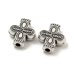 チベット風合金ビーズ  カドミウムフリー＆鉛フリー  クロス  アンティークシルバー  12x10x3mm  穴：1.8mm  約990個/1000g&nbsp;FIND-M011-21AS