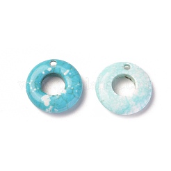天然ハウライトチャーム  染め  ドーナツ/円盤  ターコイズ  6.6mm  15~17x3~5mm  穴：1.8mm  内径：7mm&nbsp;TURQ-L031-019B