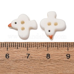 2  - 正孔樹脂ボタン  鳥  ホワイト  13x15x2.5mm  穴：1.5mm&nbsp;RE-CBABECA-02D