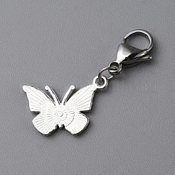 Butterfly Alloy Enamel Pendant Decoration&nbsp;HJEW-WH0042-73E