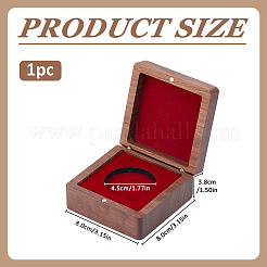 木製記念コイン収納マグネットボックス  正方形  レッド  8x8x3.8cm&nbsp;CON-WH0133-009A