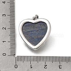 染めの天然ラピスラズリのペンダント  真鍮パーツ  ハート＆花＆葉のチャーム  24x22.5x9.5mm  穴：8x4.5mm&nbsp;GG-CBA7610-04P-11