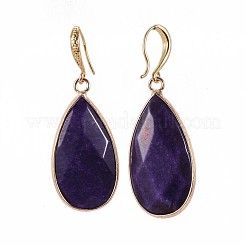 Teardrop Natural White Jade Dangle Earrings&nbsp;EJEW-JE02998-01