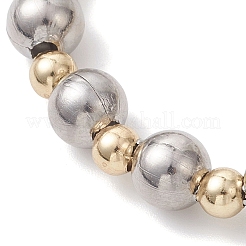 女性用304ステンレススチールビーズブレスレット  ラウンド  ゴールデン·ステンレス鋼色  7-1/2インチ（19cm）&nbsp;BJEW-JB12795