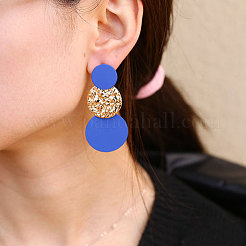 Flat Round Alloy Dangle Stud Earrings&nbsp;FS-WGB25D4-05