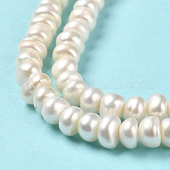 天然養殖淡水パールビーズ連売り  グレードA +  ロンデル  パパイヤホイップ  6~7x3~5mm  穴：0.8mm  約74~75個/連  14.09''（35.8センチメートル）&nbsp;PEAR-J007-11