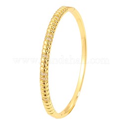 Ribbed Brass & Clear Cubic Zirconia Hinged Bangles for Women&nbsp;WG11522-01