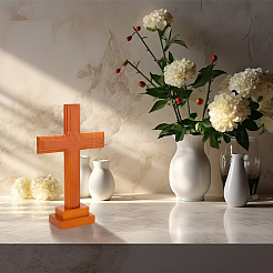Pine Wood Cross Display Decorations&nbsp;AJEW-WH0083-30B