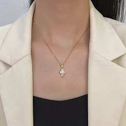 304 Stainless Steel Pave Clear Cubic Zirconia Religion Cross Pendant Necklaces for Women&nbsp;WG89AFA-01