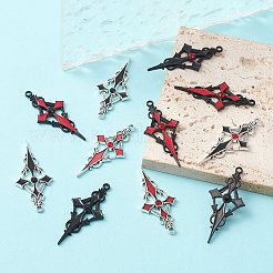 エナメル付き8色ラインストーンクロスペンダント40個。  合金ペンダント  ブラック  47.5x21.5x4mm  穴：1.8mm  5個/カラー&nbsp;ENAM-CJ0004-24