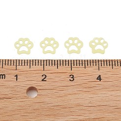 プラスチックスパンコールビーズ  マットなスタイル  縫製工芸品の装飾  猫の足跡  緑黄  6x7x0.3mm&nbsp;PVC-R024-09A