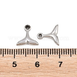 304ステンレススチールチャーム  人魚のしっぽの形をしたチャーム  ステンレス鋼色  10x10x3mm  穴：1.2mm&nbsp;STAS-L317-11P