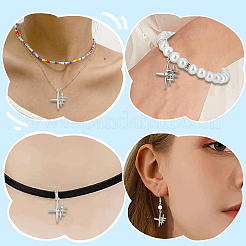 30個の合金ペンダント  クリアガラスと  カドミウムフリー＆鉛フリー  スターのチャーム  プラチナ  25x19x3.5mm  穴：1.2mm&nbsp;PALLOY-SC0004-24
