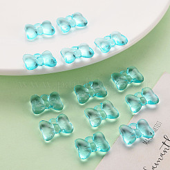 透明なアクリルパーツ  蝶結び  ライトブルー  13.5x18x5.5mm  穴：2.5mm  約173個/139g&nbsp;LS-TACR-T024-02BA-946