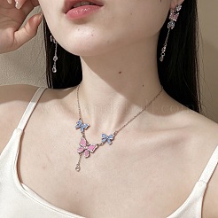 Alloy Crystal Rhinestone & Enamel Pendant Necklaces&nbsp;WGE54E7-01