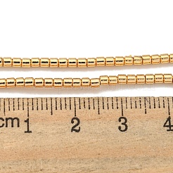 電気めっき合成非磁性ヘマタイト ビーズ 連売り  コラム  ライトゴールドメッキ  2x2mm  穴：0.7mm  約185個/連  15.79''（40.1センチメートル）&nbsp;G-I360-D01-02