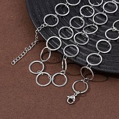 304 Stainless Steel 12MM Ring Link Chain Necklaces&nbsp;NJEW-P343-01C-P
