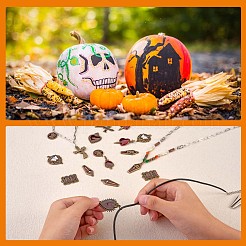 18 個 9 スタイルハロウィン合金ラインストーンペンダント  エナメル  diy ネックレス ブレスレット イヤリング アクセサリー  蝶と十字架と鏡のハート  アンティークブロンズ  30x25mm  2pc&nbsp;JX161A