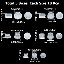 5種類のスタイルのプラスチックボトルストッパー50個  ワインボトル用  コラム  ホワイト  14.5~24.5x10~11mm  内径：9.5~19mm  10個/スタイル&nbsp;AJEW-GF0007-49