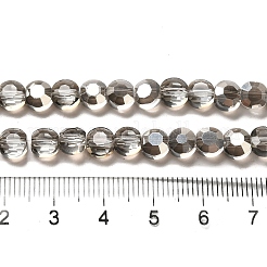 ガラスビーズ連売り  多面カット  フラットラウンド  グレー  6x4mm  穴：1mm  約72個/連  15.7インチ&nbsp;X-GLAA-D019-90