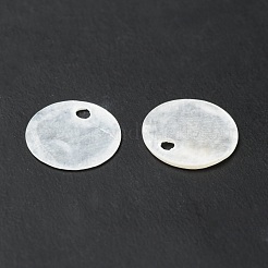 ナチュラルカピスシェルチャーム  フラットラウンド  ホワイト  11x0.9mm  穴：1.5mm&nbsp;BSHE-G029-15
