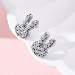 真鍮製スタンドピアス  兎  プラチナメッキ  10.5x7mm&nbsp;EJEW-D288-12P